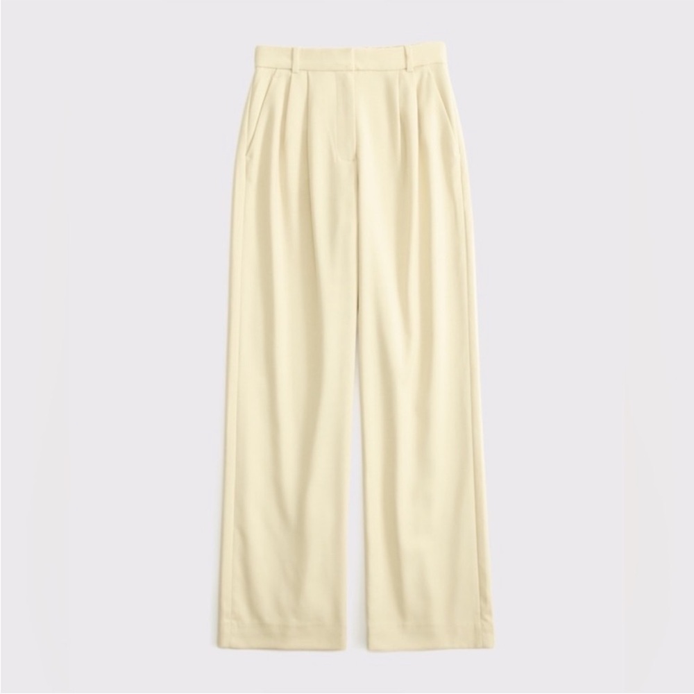 ABERCROMBIE sloane tailored wide leg pant high rise butter yellow size 32 - Picture 5 of 12